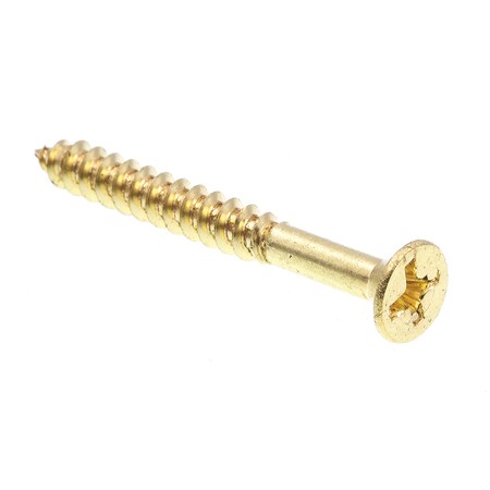 Prime-Line Wood Screw, Flat Head, Phillips Drive #8 X 1-1/2in Solid Brass 100PK 9035244